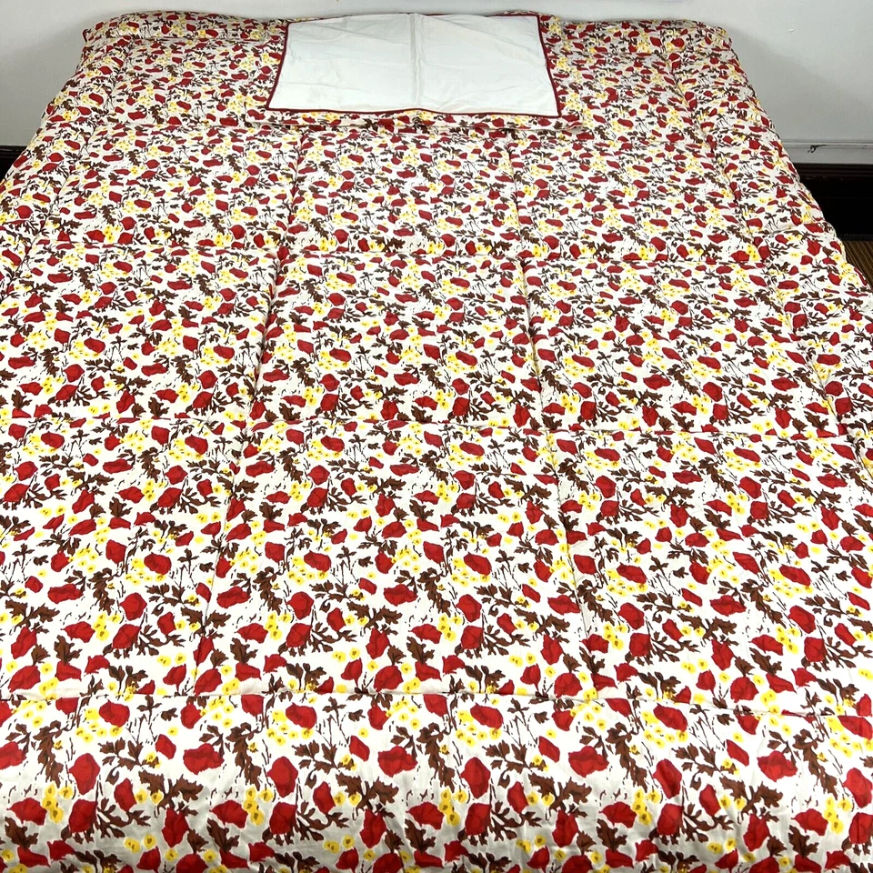 Liz Claiborne NY Twin Comforter and Pillow Sham Red Yellow White Floral 64x84 - Image 1 of 4