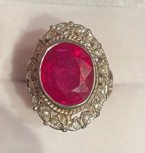 HiIGH END! 8.60CT! RED RUBY REAL 925 STERLING SILVER RING - Picture 1 of 10