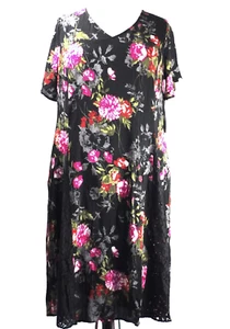 NEW Roaman's Multicolor Plus Size 14-16 1X Dress Gored Skirt Lace Insert - Picture 1 of 5