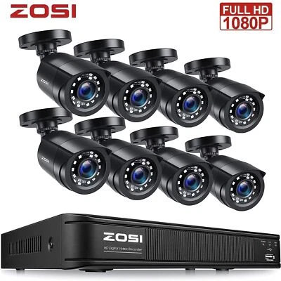 ZOSI 8CH 5MP Lite DVR 1080P CCTV Outdoor Security Camera System Night Vision