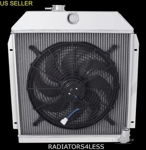 CHAMPION 3 ROW ALUMINUM RADIATOR 16" FAN 49-52 DODGE PLYMOUTH CHRYSLER SEDAN CAR - Picture 1 of 3