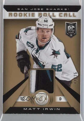 2013-14 Totally Certified Rookie Roll Call Gold /25 Matt Irwin #RR-MI Patch RC - Image 1 of 2