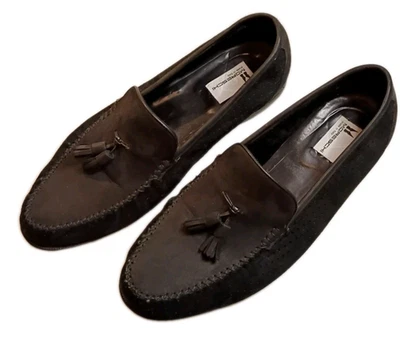 Moreschi 黑色麂皮绒流苏鞋码(11.5 英国/10.5 美国)- 意大利制造 — 第 1/4 张图片