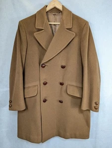 Vintage Crombie Mens Overcoat Camel Beige Chest 42 Size XL Wool Simon - Picture 1 of 10