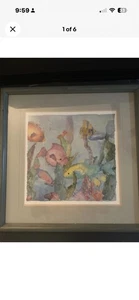 Beautiful Aquatic Framed And Matted Watercolor By Linn Done Excellent Shape - Picture 1 of 6