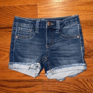 Hippie Girl Regular Rise Midi Girls Size 6 Stretch Denim Blue Jean Shorts - Picture 1 of 3