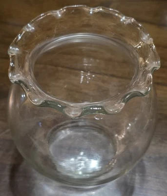 5½" Indiana Glass Clear Bowl Ruffled Top Flower Vase Made In USA - Image 1 of 4