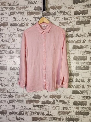 Camisa de lino Jill Love talla pequeña rosa calce relajado de gran tamaño con botones  Foto 1 de 4