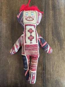 Vintage Indianerpuppe Handarbeit Volkskunst Stoffpuppe 13 Zoll groß detailliert - Bild 1 von 5