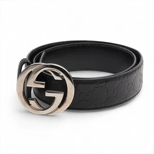 Cinturón Gucci 114984 Enclavamiento G 85 Cuero Negro - Imagen 1 de 5