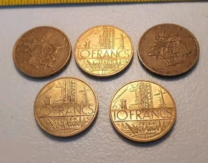 Old France 10 Francs x5 Coins 1976 to 1980 (Three are Uncirculated) - Picture 1 of 2