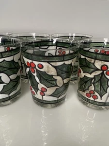 7er Set Vintage West Virginia Glass Co. Holly Berry Gläser - Bild 1 von 5