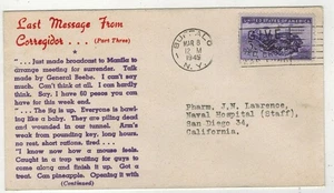 Segunda Guerra Mundial Patriótico 1945 ÚLTIMO MENSAJE DE CORREGIDOR FILIPINAS PARTE 3 Y #925 - Imagen 1 de 1