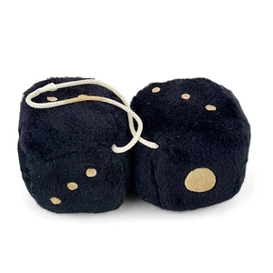 Authentic Vintage Pair Fuzzy Dice Hanging Car Mirror Plush Classic Car Accessory - Picture 1 of 9