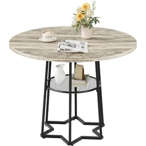 Round Dining Table Circle Storage Round Mesh Storage Rack Hexagonal Metal Base - Picture 1 of 18