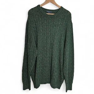 Turtleson Herren grün Fleck Roy Zopfmuster Pullover Wolle Seide Mischung Größe 2XL - Bild 1 von 14