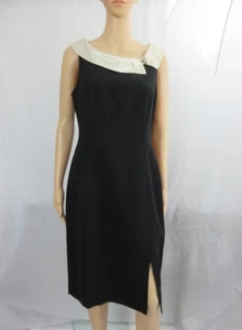 LAUNDRY By Shelli Segal Black Dress White Satin Collar W/ Embellishment SZ 6 NWT - Picture 1 of 8
