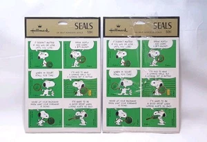 Dos Hojas De Colección Sello Cacahuetes Tenis Sellos Pegatinas, Snoopy Nuevo de Lote Antiguo - Imagen 1 de 5