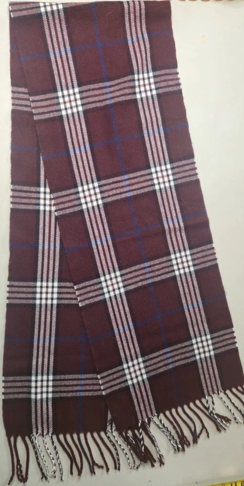 Bufanda a Cuadros Eddie Bauer Hombres Mujeres 72" Acrílico Suave Borgoña Foto 1 de 4