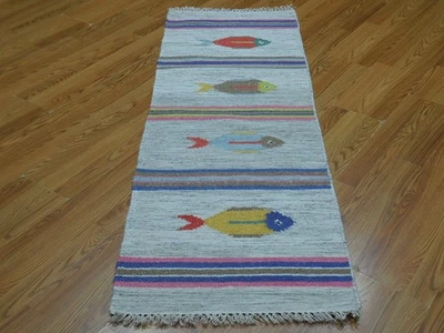 ALFOMBRA MODERNA ANATOLIA FLATWAVE KILIM PECES GEOMÁTRICOS DISEÑO 2x6 Foto 1 de 4