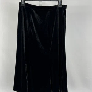 Falda midi Elementz negra de terciopelo con panel acampanado talla XL cintura elástica gótica nueva con etiquetas - Imagen 1 de 4