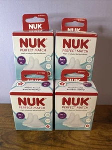 4 x NUK Perfect Match Medium Flow Babyflasche Ersatz Brustwarzen Anti Koliken 1m+ - Bild 1 von 5