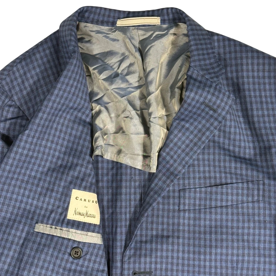 Caruso for Neiman Marcus Blazer Loro Piana Wool Gingham Mens Size 54 7R - Image 1 of 4