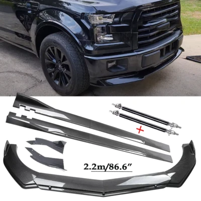 Carbon Fiber Front Bumper Lip Spoiler & Side Skirt For Ford F150 F-150 - Imagem 1 de 4