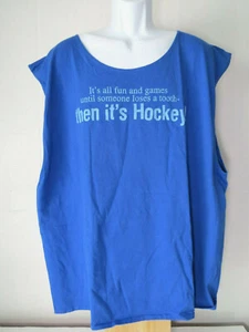 DIVERTIDA CAMISETA SIN MANGAS HOCKEY 2XL SIN MANGAS Azul “diversión hasta que alguien pierda un diente” Broma - Imagen 1 de 5