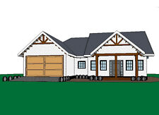 Modern 3 Bedroom & 2 Bathroom Ranch House Home Building Plans + Free CAD file