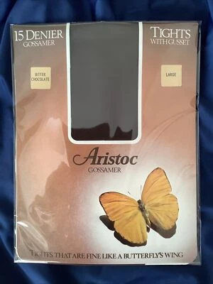 Rare Vintage Aristoc Gossamer Sheer Pantyhose Tights Bitter Chocolate Large - Image 1 of 4