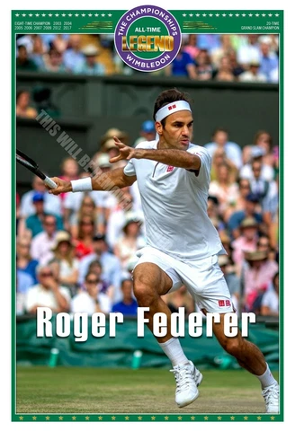ROGER FEDERER 8-TIME WIMBLEDON CHAMPION 19”x13” COMMEMORATIVE POSTER Cover