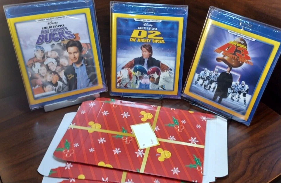 The Mighty Ducks Trilogy (Blu-ray) + Disney Giftboxes-w/PROTECTIVE SLEEVES-NEW - Image 1 of 4