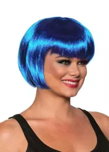 Underwraps Womens Costume Accessory Hair Adults Short Bob Cut Wig Royal Blue - Picture 1 of 3