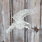 Alessandra Glass Spun Crystal Hummingbird in Flight Ornament Suncatcher Clear