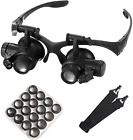 Head Mounted Magnifier With Led Light Jewelers Loupe Magnifying Glasses With 8