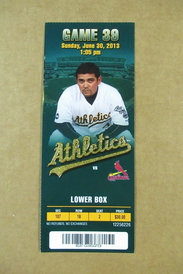ATHLETICS VS CARDINALS 6/30/2013 FULL TICKET ~ BELTRAN/LOWRIE/DONALDSON+ HRs - Image 1 of 1