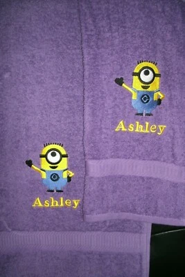 Juego de toallas de baño y mano personalizadas Minion Wave de 2 piezas Minion tu elección de color  Foto 1 de 4