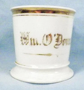 Shaving Mug Wm O'Donnell White Gold Bands Porcelain T&V Limoges Antique #16 - Picture 1 of 3