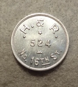 UNC OMAHA NEBRASKA NE GOOD FOR 5 CENTS IN TRADE TOKEN H & R 524 N 16 ST R-5 - Picture 1 of 2