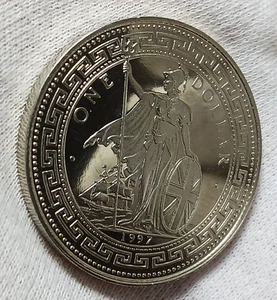 1997 Hong Kong Trade Dollar - Colorized Coin - HK Returns to China - Version A - Picture 1 of 8