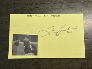 Tim Hudson Signed Index Card 3x5 20 Game Winner Oakland A's Atlanta Braves - Picture 1 of 2