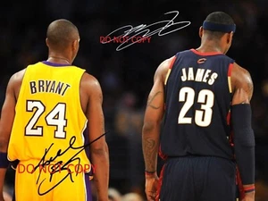 KOBE BRYANT & LEBRON JAMES Autographed Signed 8x10 reprint Photo #3 !! - Picture 1 of 1