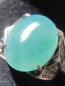 Icy Ice Light Green 100% Natural Burma Jadeite Jade Ring # Type A Jadeite # - Picture 1 of 24