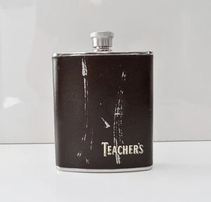 FIOLE FLASK ALCOOL SCOTCH WHISKY RETRO VINTAGE "TEACHER'S" METAL MADE IN ENGLAND - Picture 1 of 4