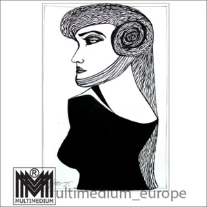 Original Tusche Zeichnung - Gisela Geser - Titel: Burgfräulein - die Verkleidung - Bild 1 von 1