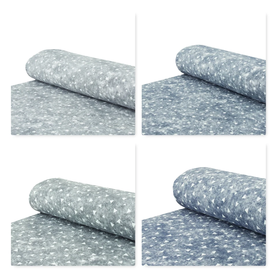 Alpenfleece Sweatstoff Sterne kuschelweich grau blau - Meterware 25 cm x 150 cm - Bild 1 von 1