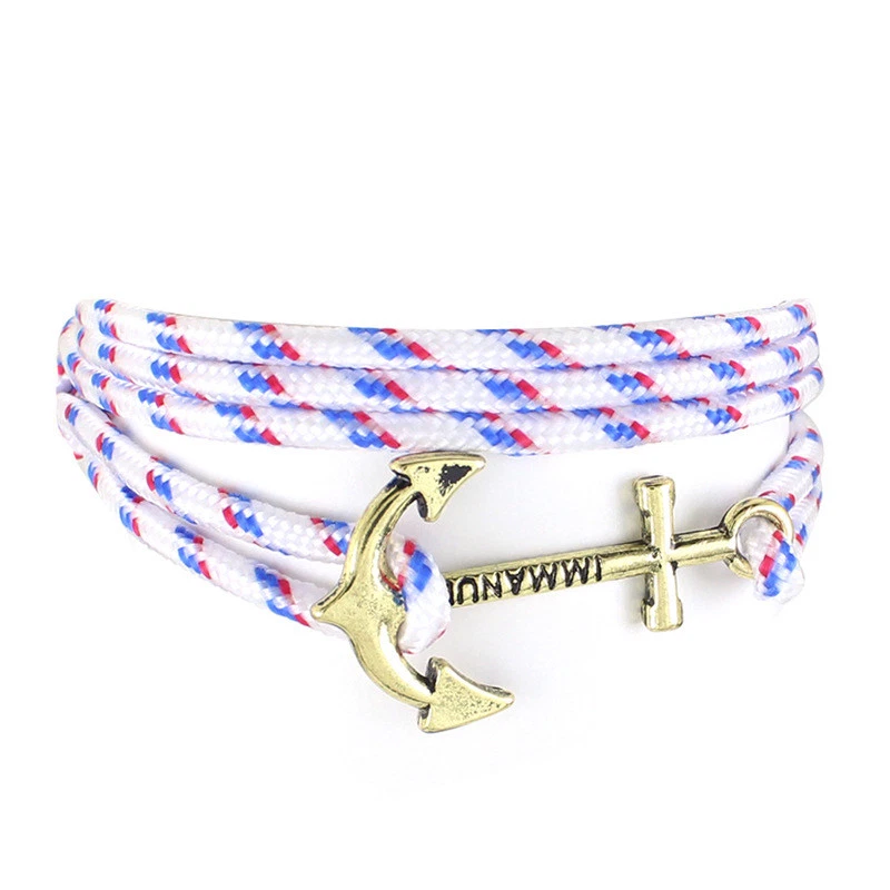 Immanuel White Bronze Anchor Wrap Bracelet Wristband Paracord Friendship NEW - Image 1 of 1