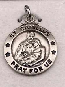 NIB Sterling Silver Chapel St. Camillus Pray For Us Medal - Picture 1 of 6