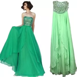 Sherri Hill 1941 A-Line Beaded Formal Gown Mint Green Size 00 Prom Pageant Gala - Picture 1 of 11